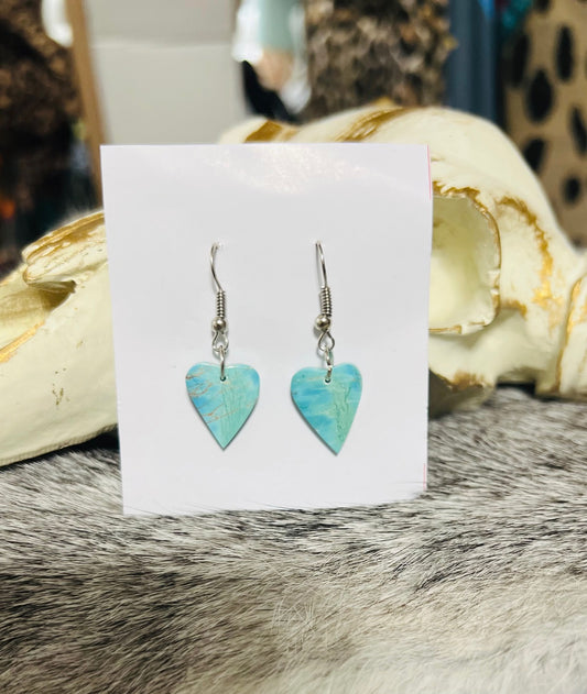 Southwest Design Blue Indigo Slab - Heart Earrings