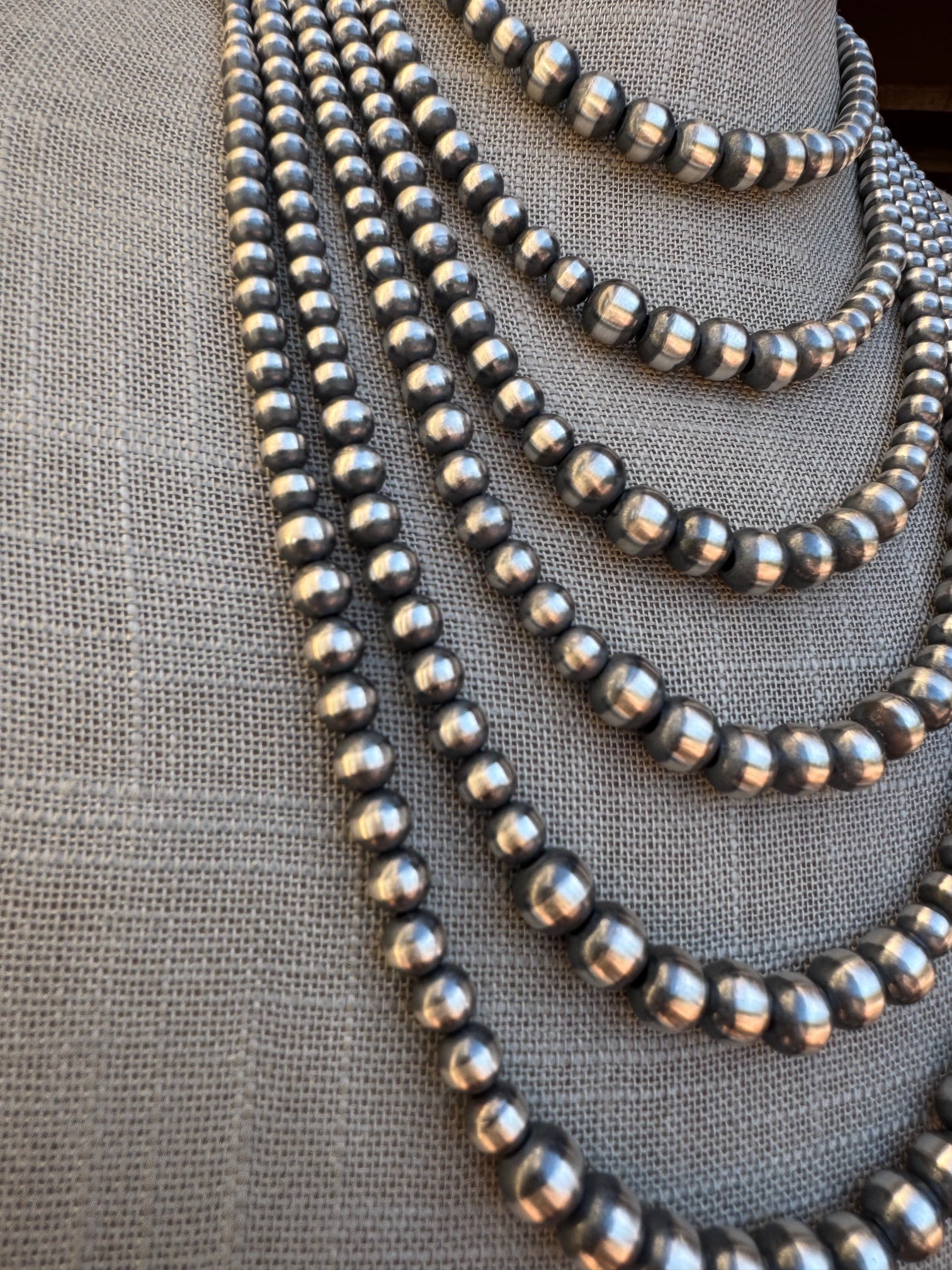 Handcrafted Sterling Silver Pearl 3-8mm Beaded Necklace Nizhoni Traders LLC