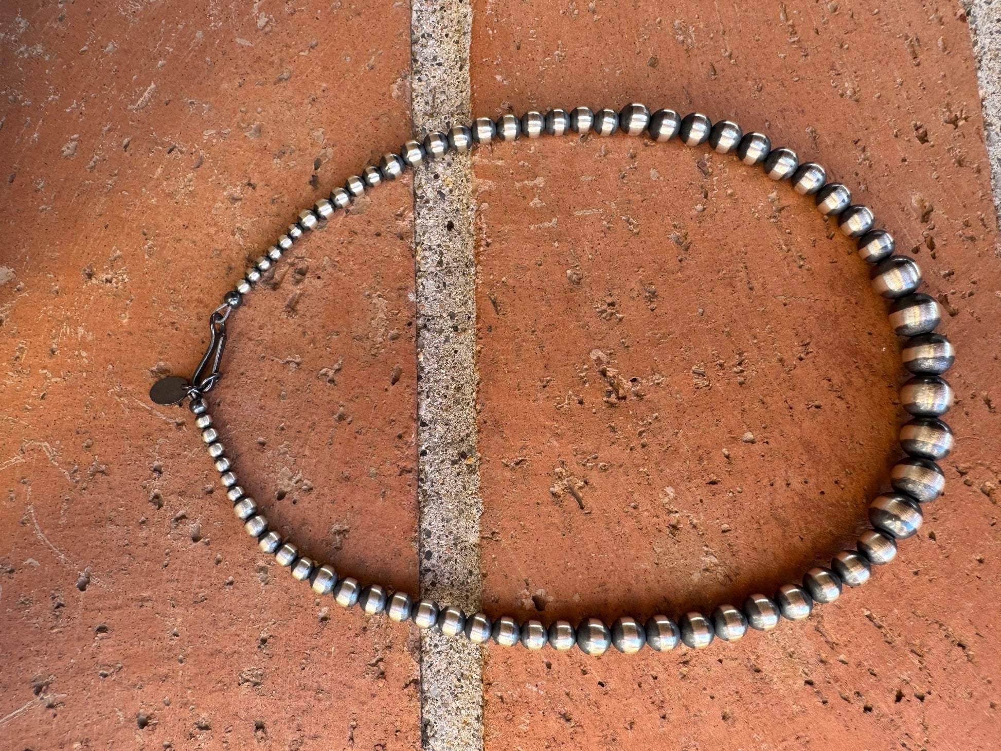 Handcrafted Sterling Silver Pearl 3-8mm Beaded Necklace Nizhoni Traders LLC