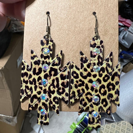 Leopard Metal Aztec AV Sparkle Fashion Earrings 0850