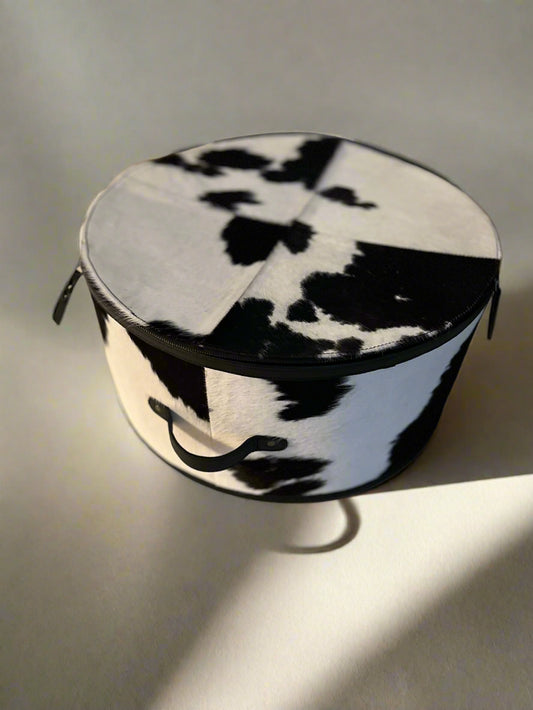 Genuine Cowhide Western Hat Case/Box with Dual Zipper Closure