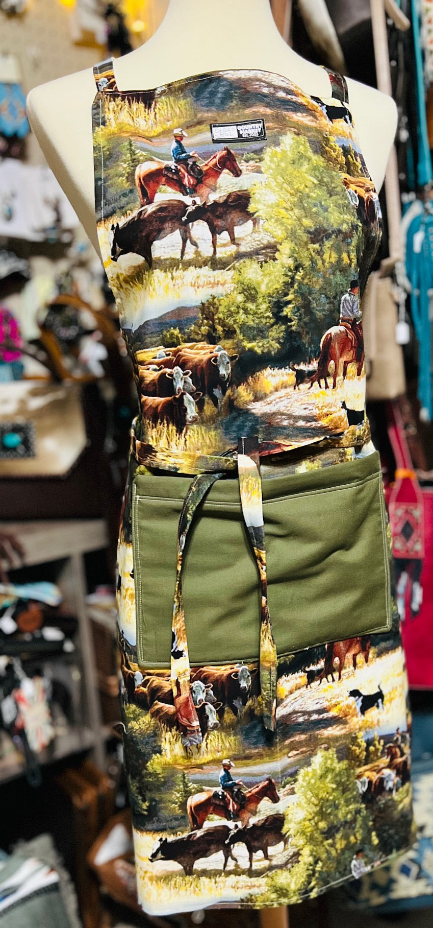 Western Inspired Handmade Kitchen Aprons - One size fits Cedar Hill Country Market