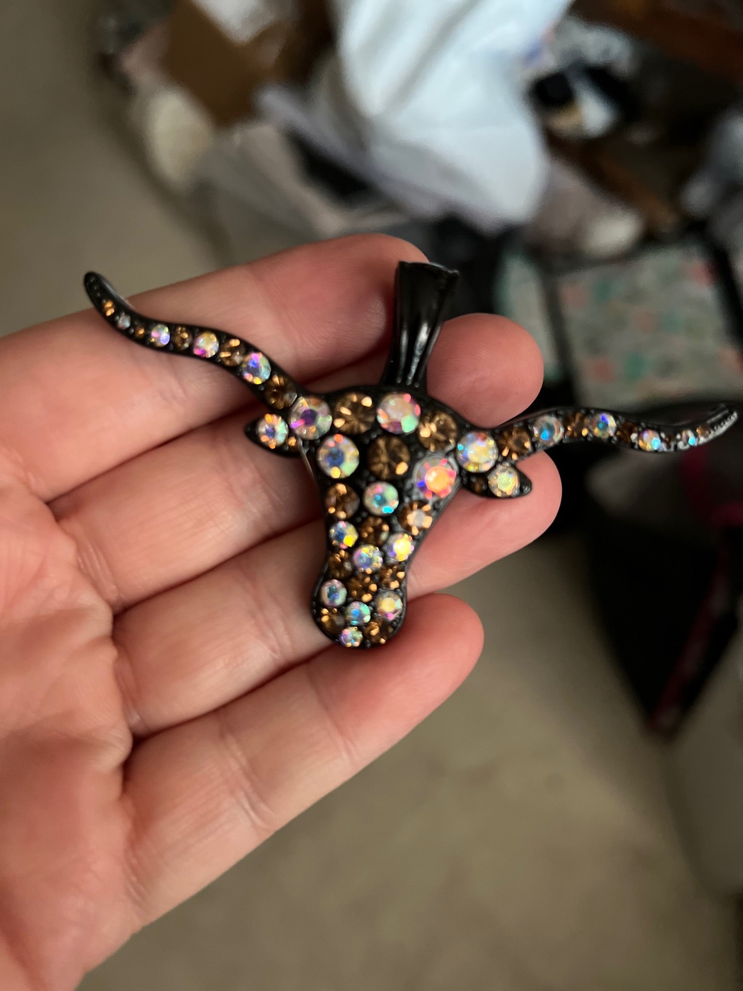 Black Rhinestone Pendant with Magnetic Clasp Cedar Hill Country Market