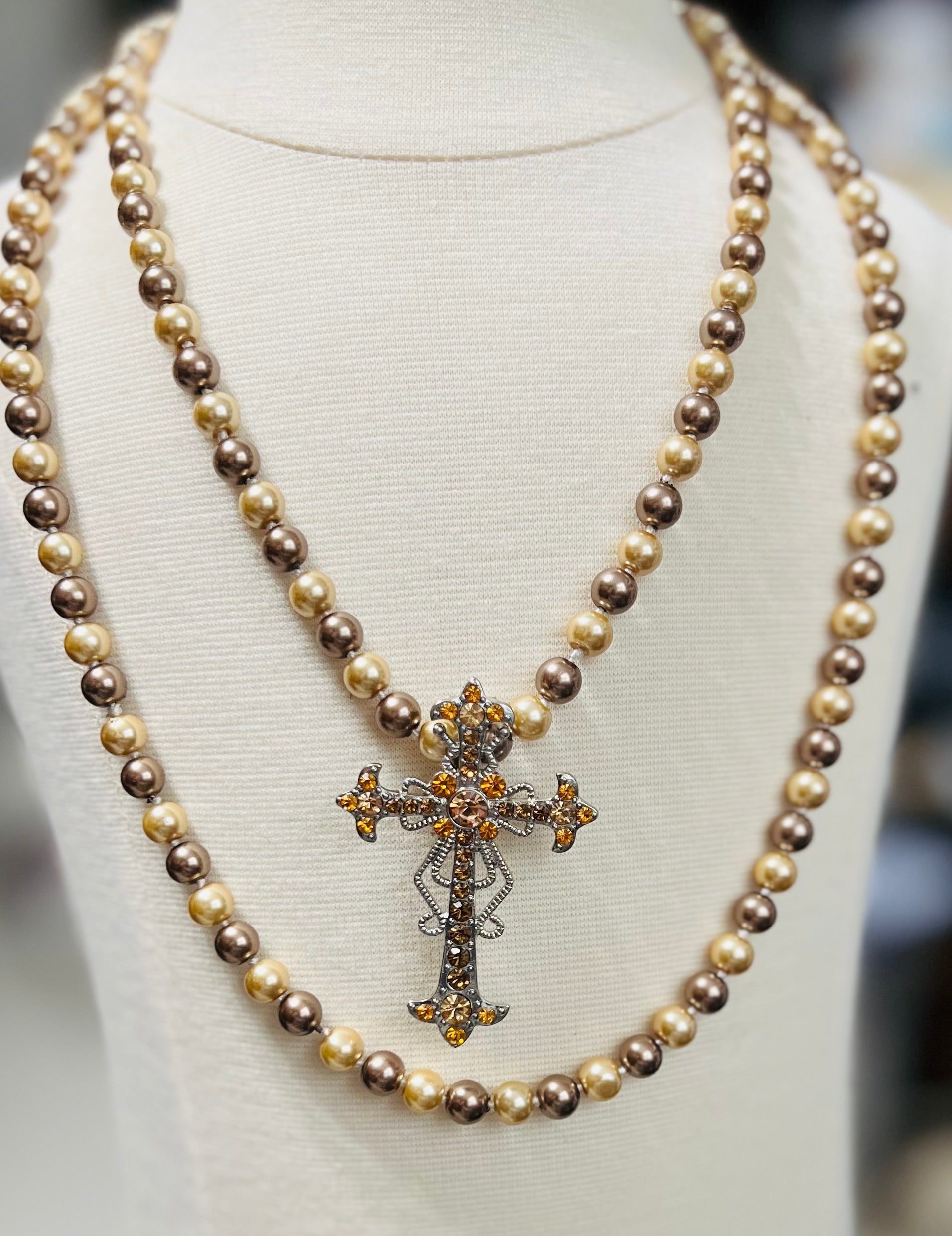 Citrine Crystal Fashion Cross Pendant - 3 inch Cedar Hill Country Market