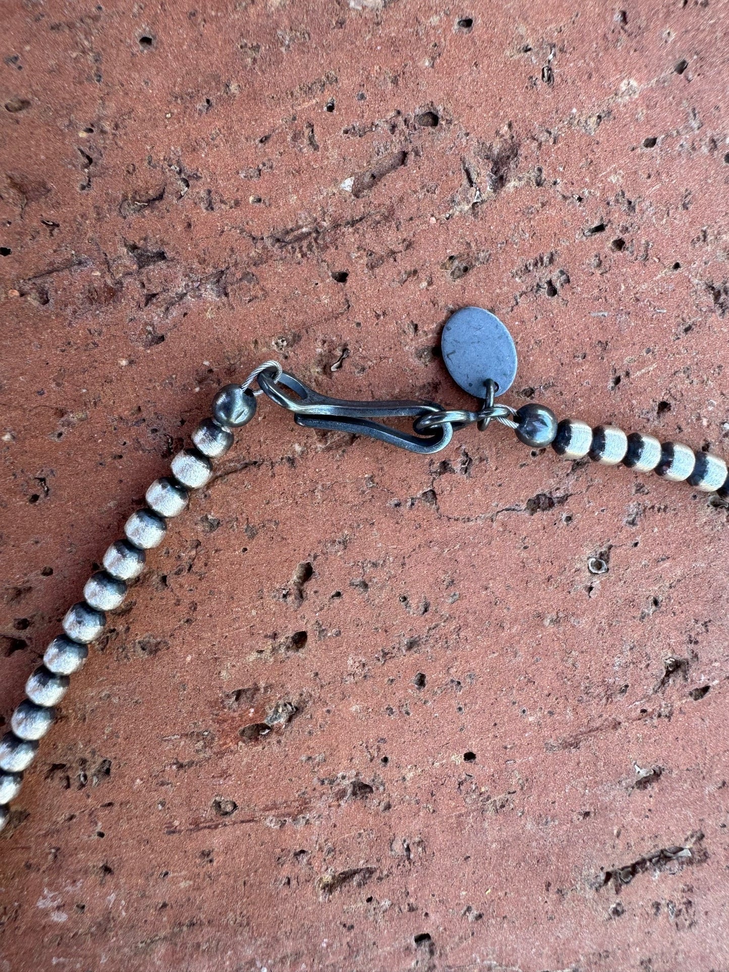 Handcrafted Pink Conch & Sterling Silver 3mm Beaded Necklace Nizhoni Traders LLC