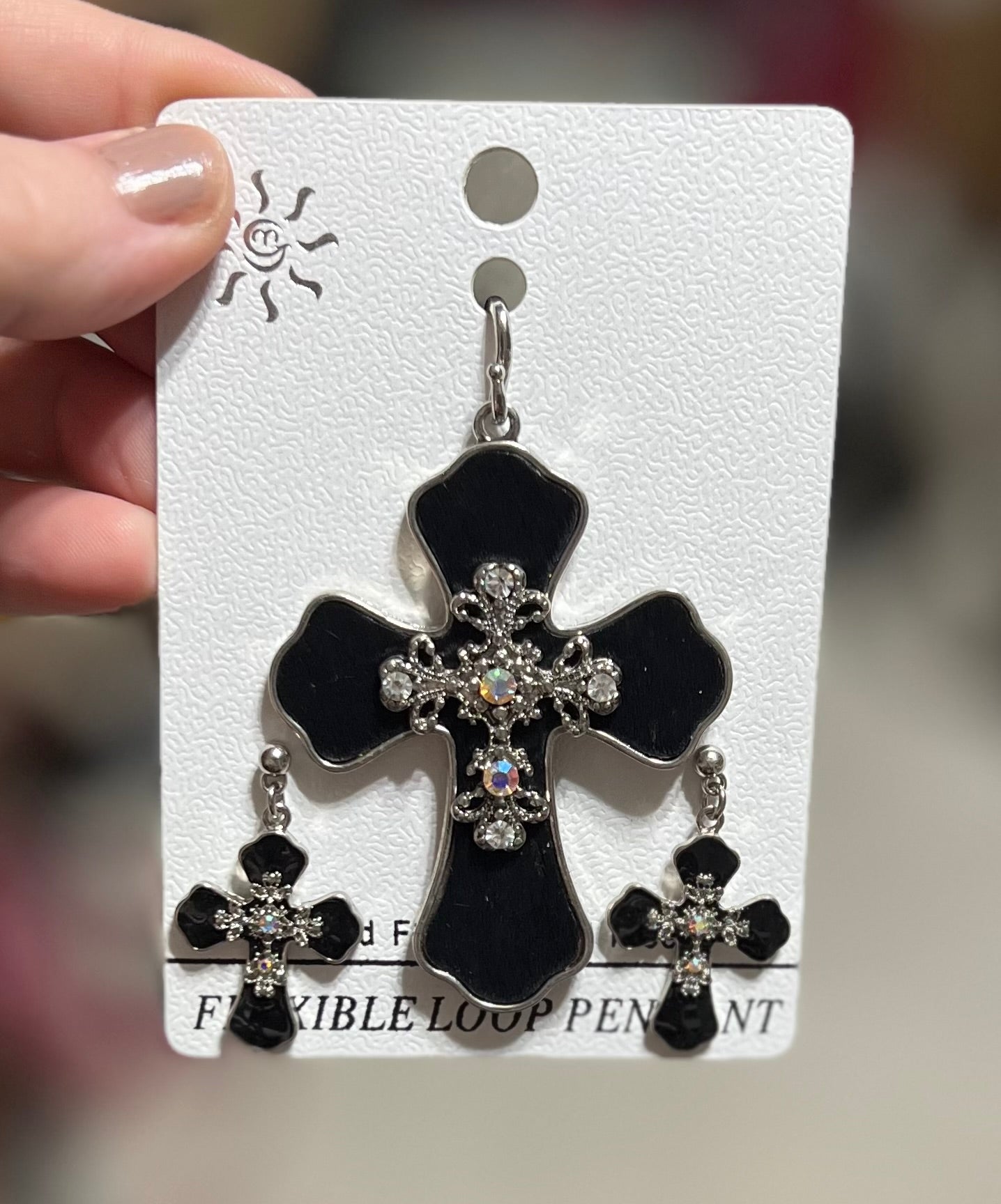 Western Inspired Black Cross Pendant and Earrings Cedar Hill Country Market