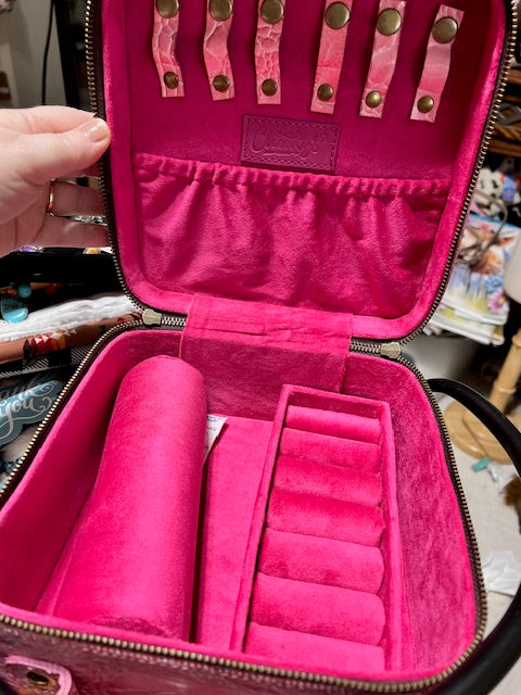 Pink Croc/Genuine Leather Jewelry Storage Box Cedar Hill Country Market