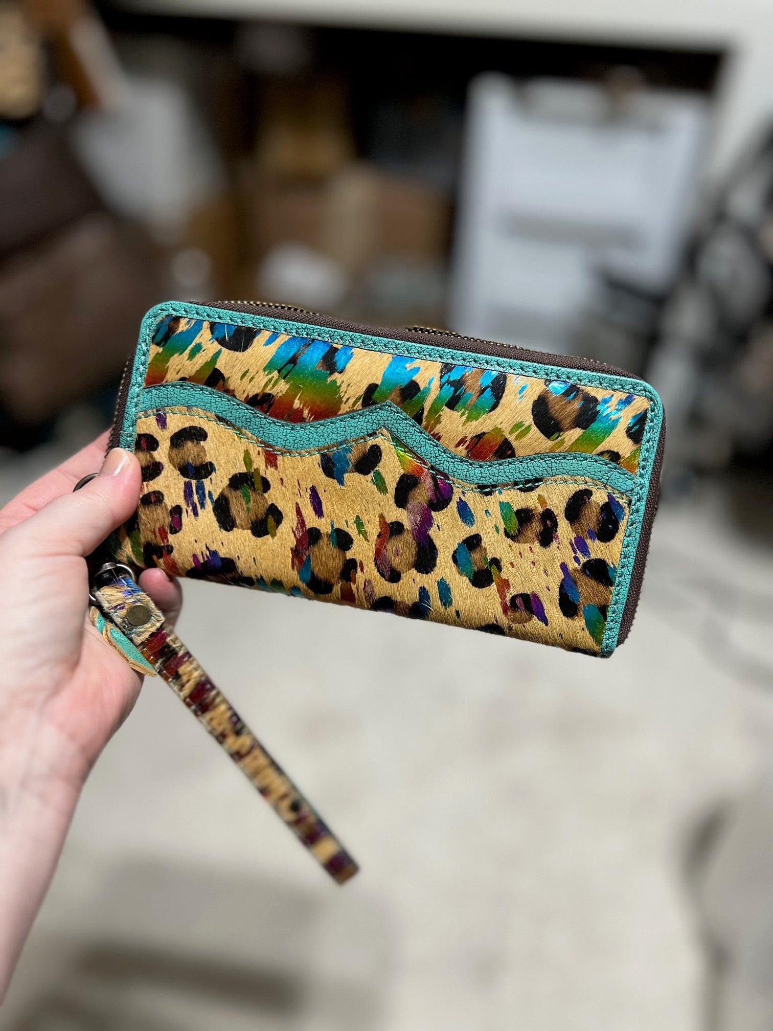 Frankie Inspired Leopard and Turquoise Women's Wallet/Wristlet Cedar Hill Country Market