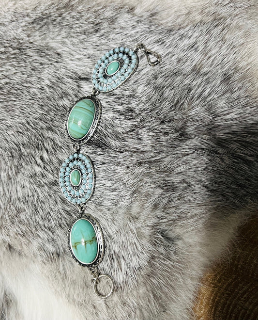Western Turquoise Inspired Concho Bracelet Cedar Hill Country Market