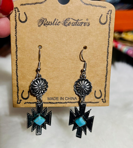 Western Aztec Dangle Earrings - Multi Cedar Hill Country Market