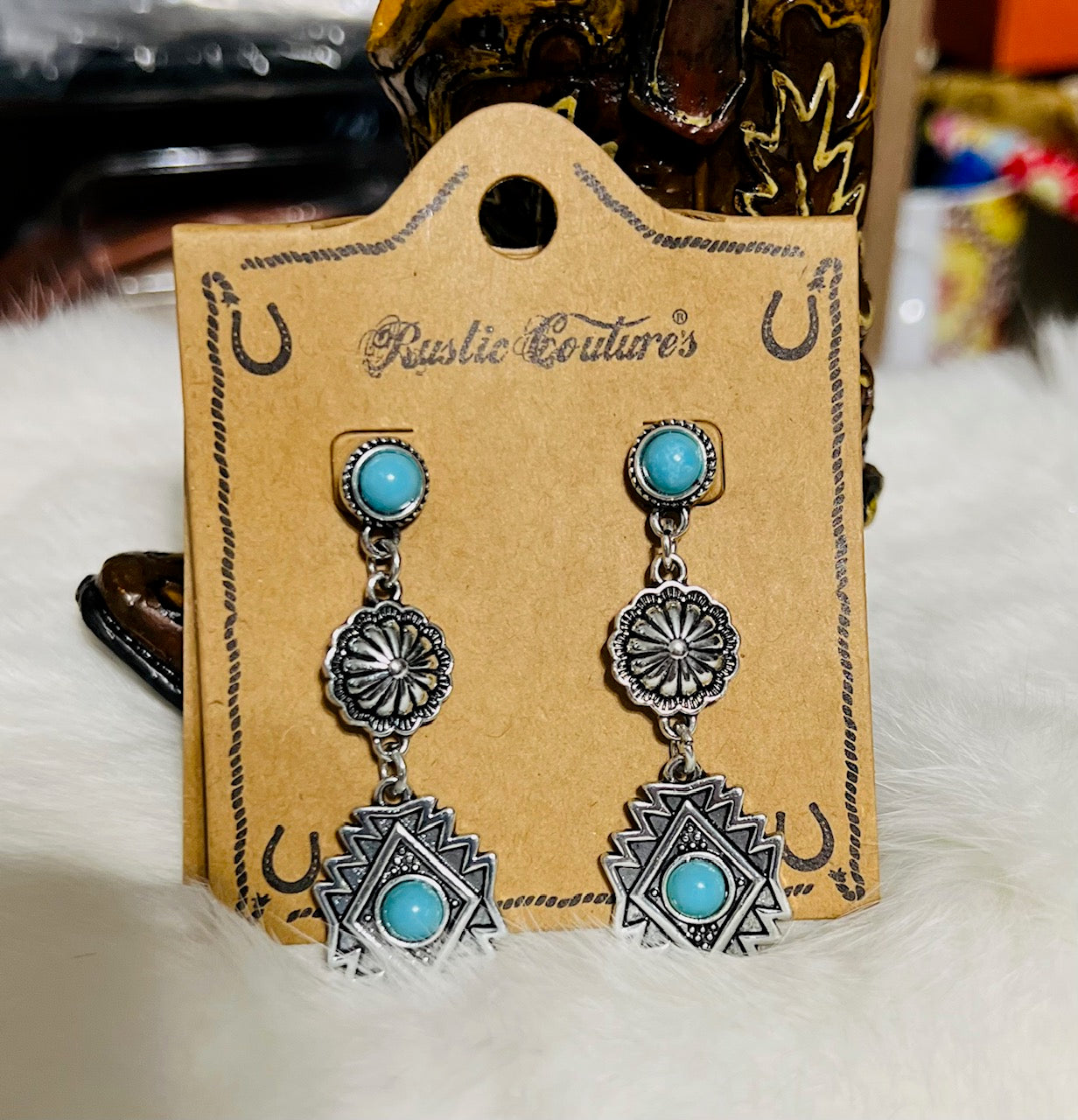 Aztec and Concho Stud Back Earrings - Multi Cedar Hill Country Market
