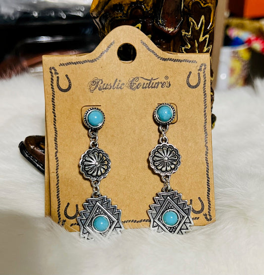 Aztec and Concho Stud Back Earrings - Multi Cedar Hill Country Market