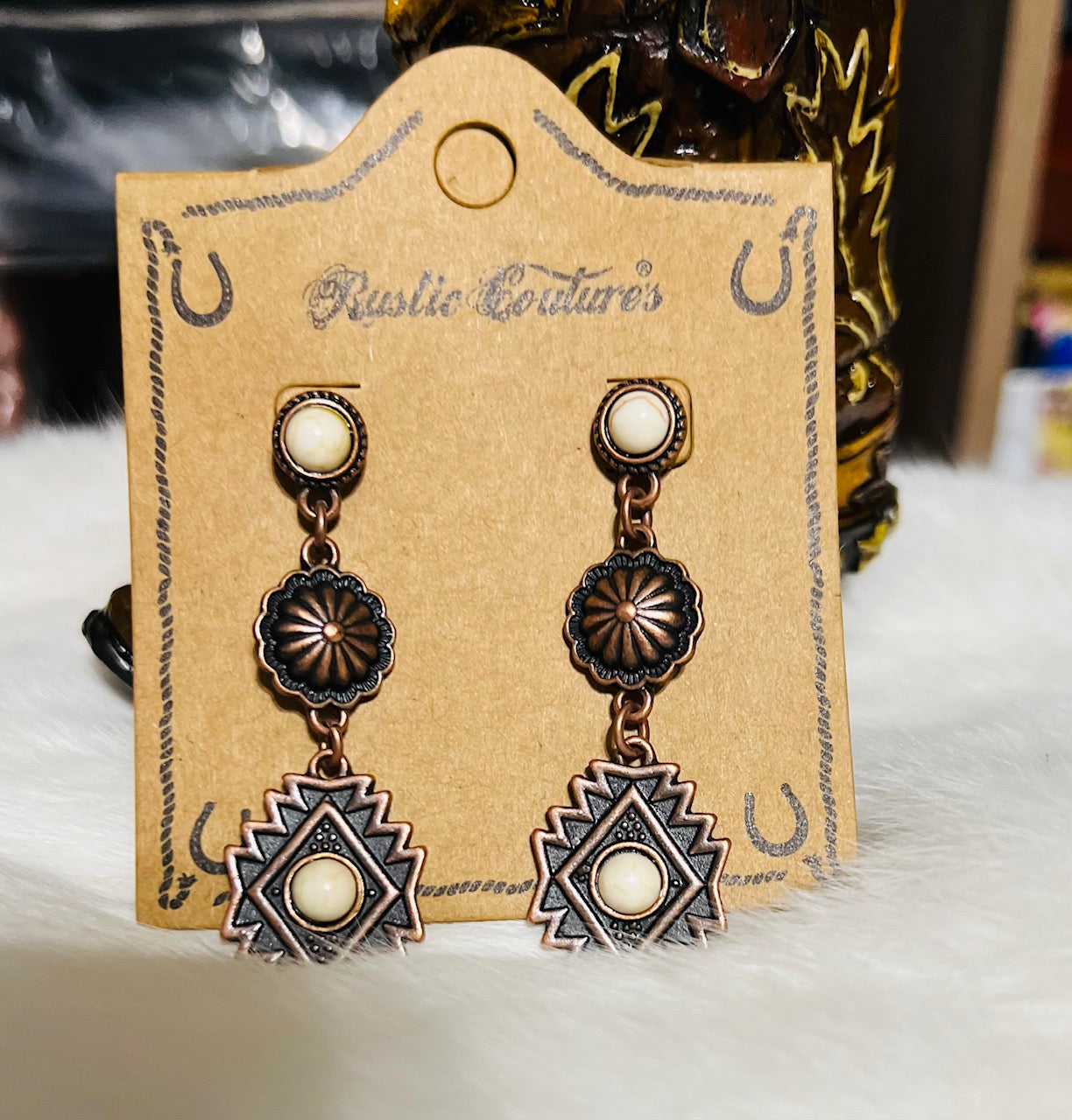 Aztec and Concho Stud Back Earrings - Multi Cedar Hill Country Market