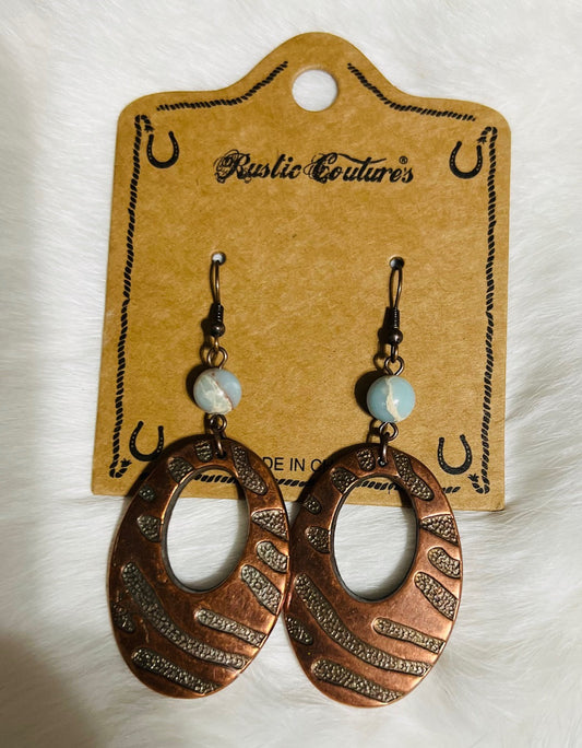 Western Inspired Stone and Copper Hoop Earrings Cedar Hill Country Market