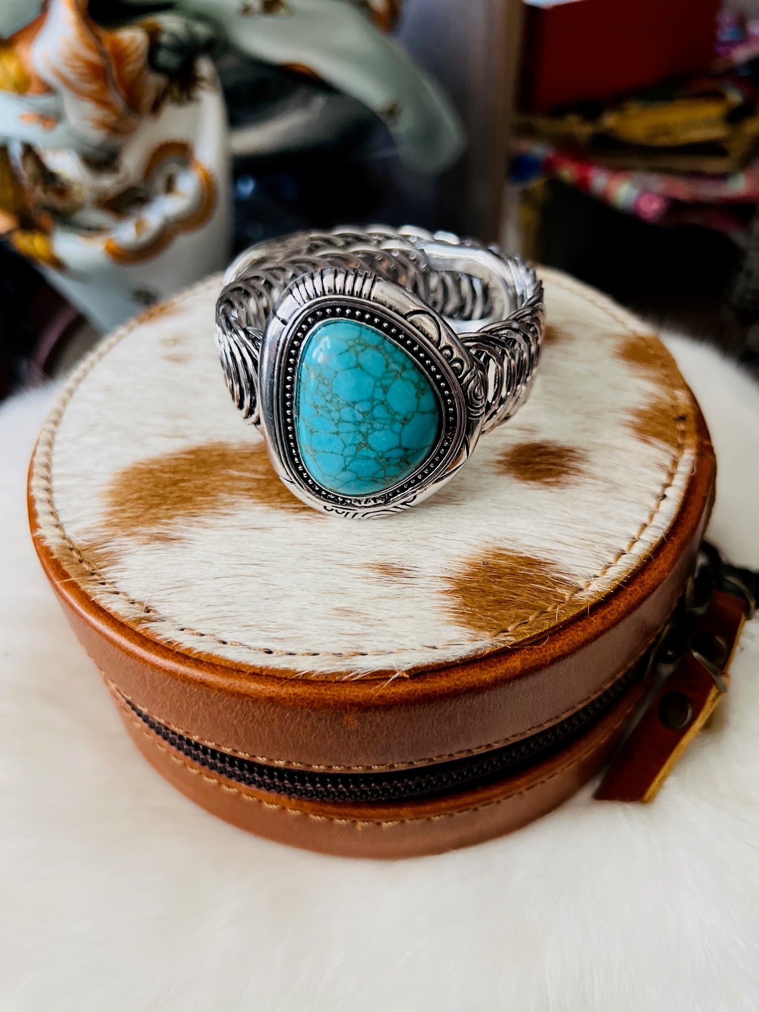 Turquoise Stone Expandable Cuff Bracelet Cedar Hill Country Market