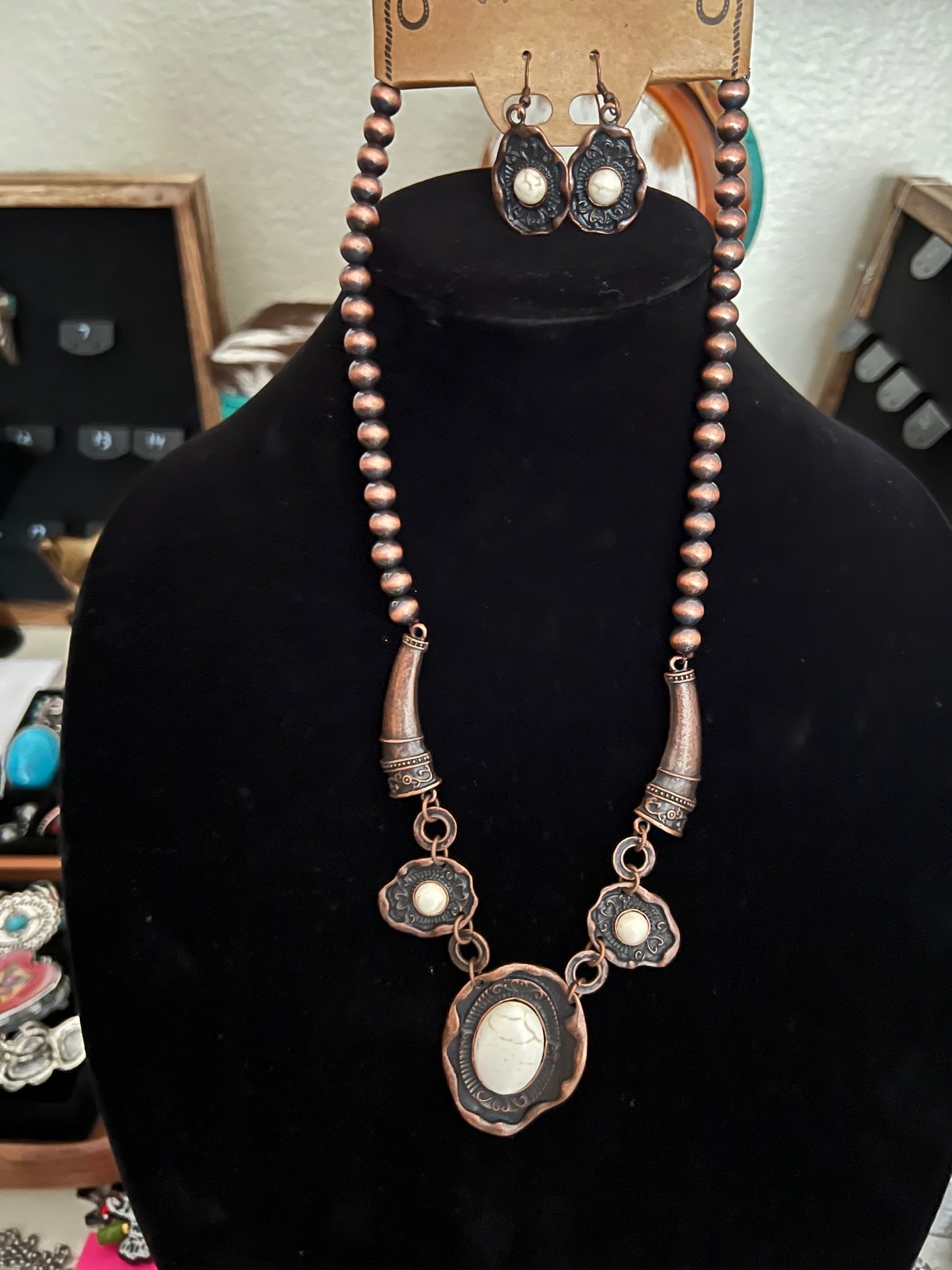 Copper and Horns Necklace Set Cedar Hill Country Market