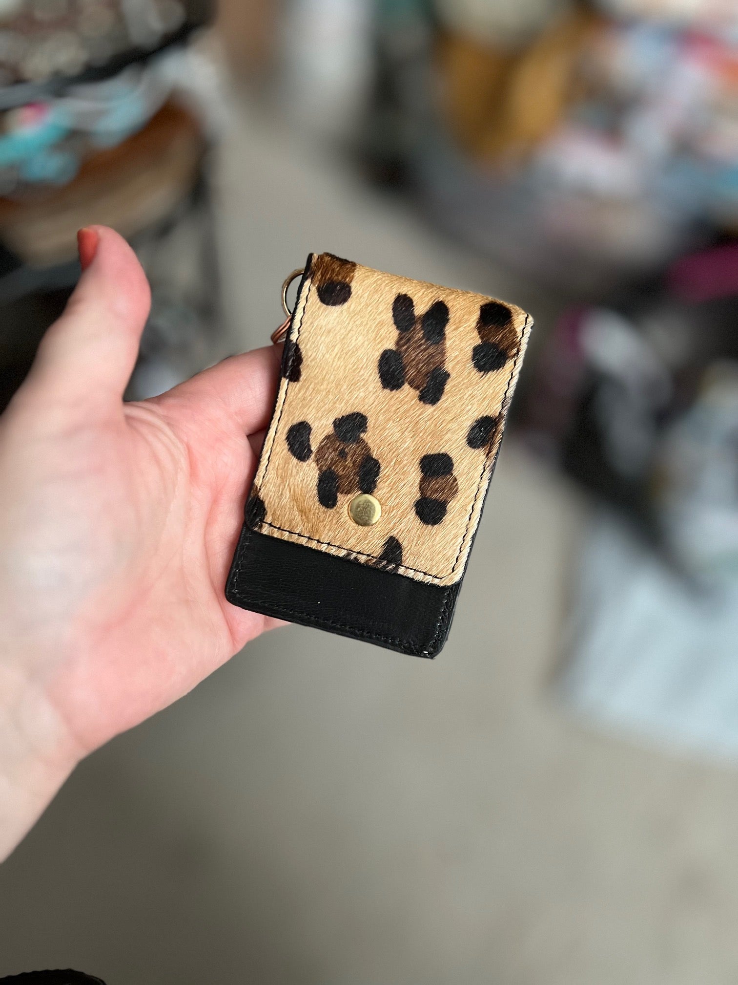 Cowhide Key Chain ID Wallets Cedar Hill Country Market