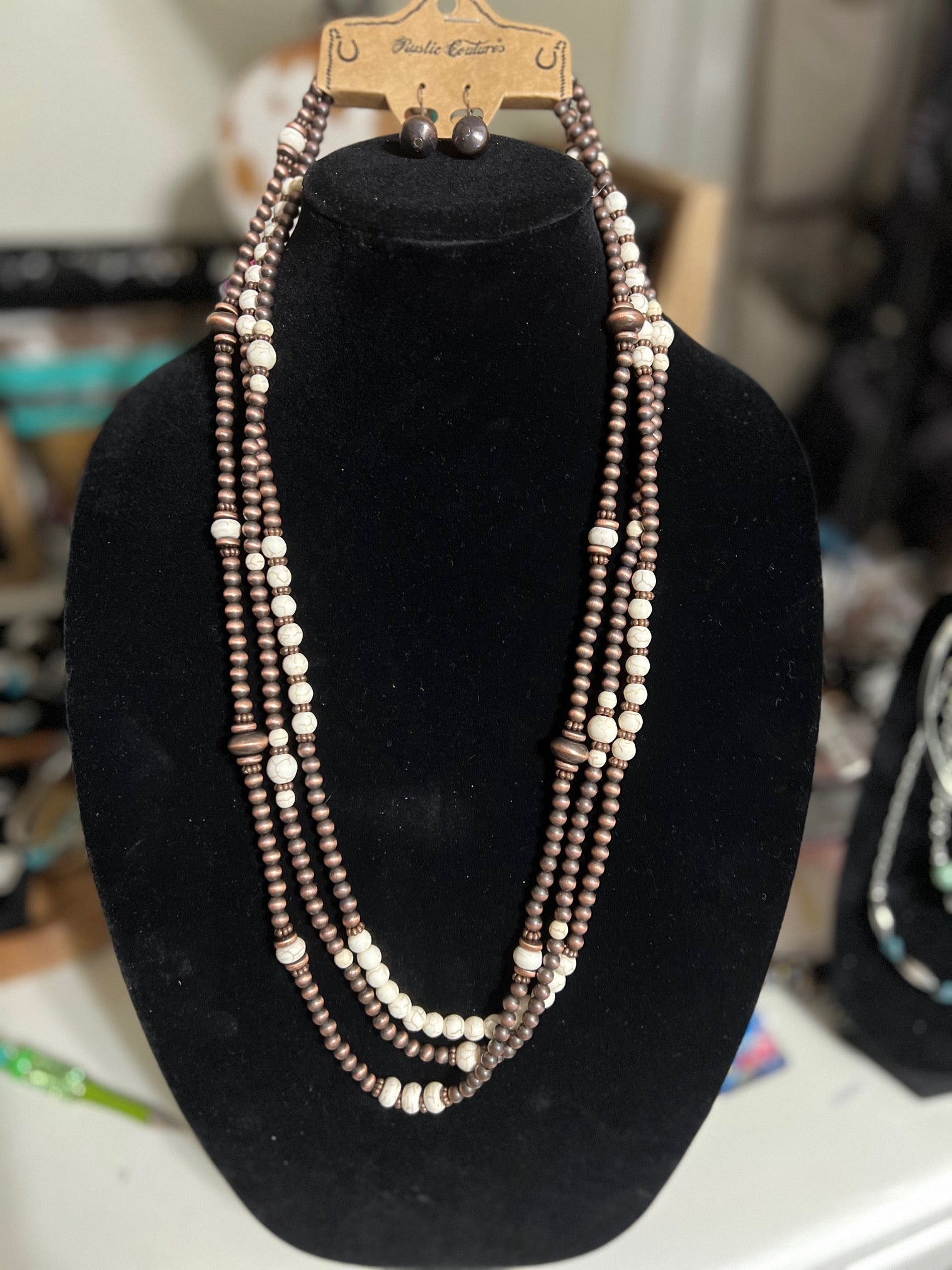Three Strand Western Navajo Inspired Fashion Necklace Set Cedar Hill Country Market