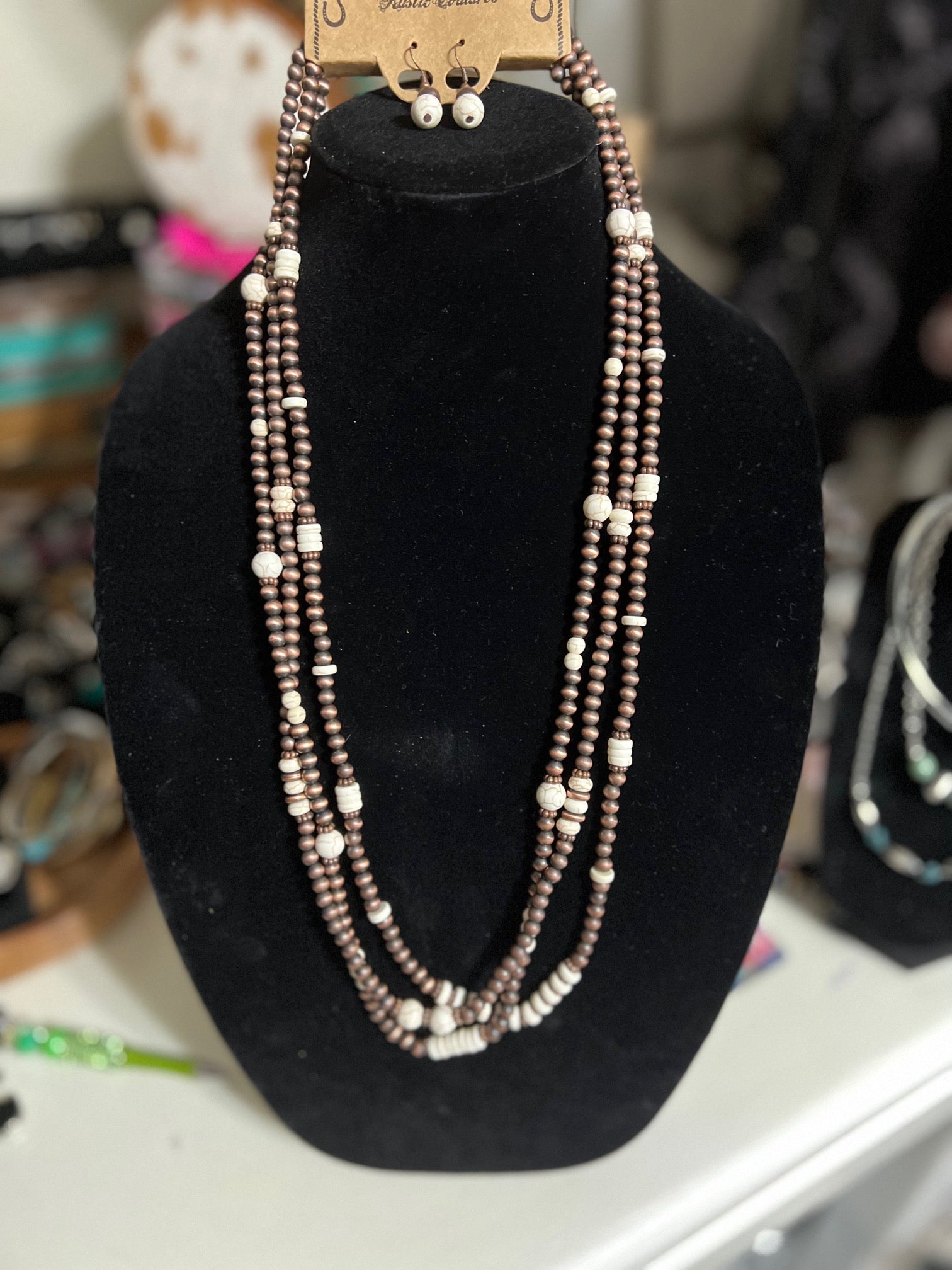 Three Strand Western Navajo Inspired Fashion Necklace Set Cedar Hill Country Market