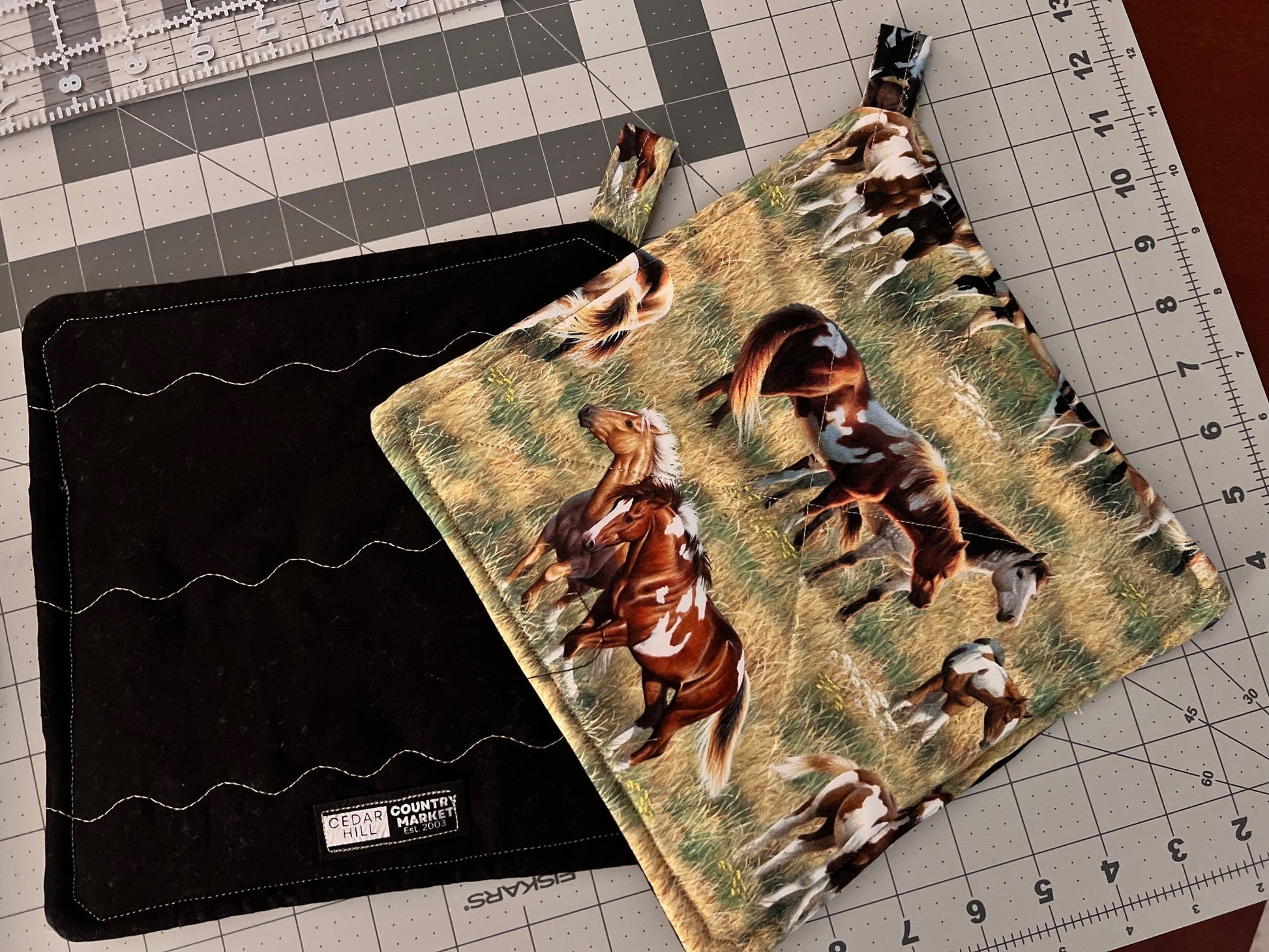 Wild Horses Pot Holders/Trivets with Loop Cedar Hill Country Market
