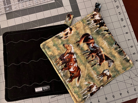 Wild Horses Pot Holders/Trivets with Loop Cedar Hill Country Market