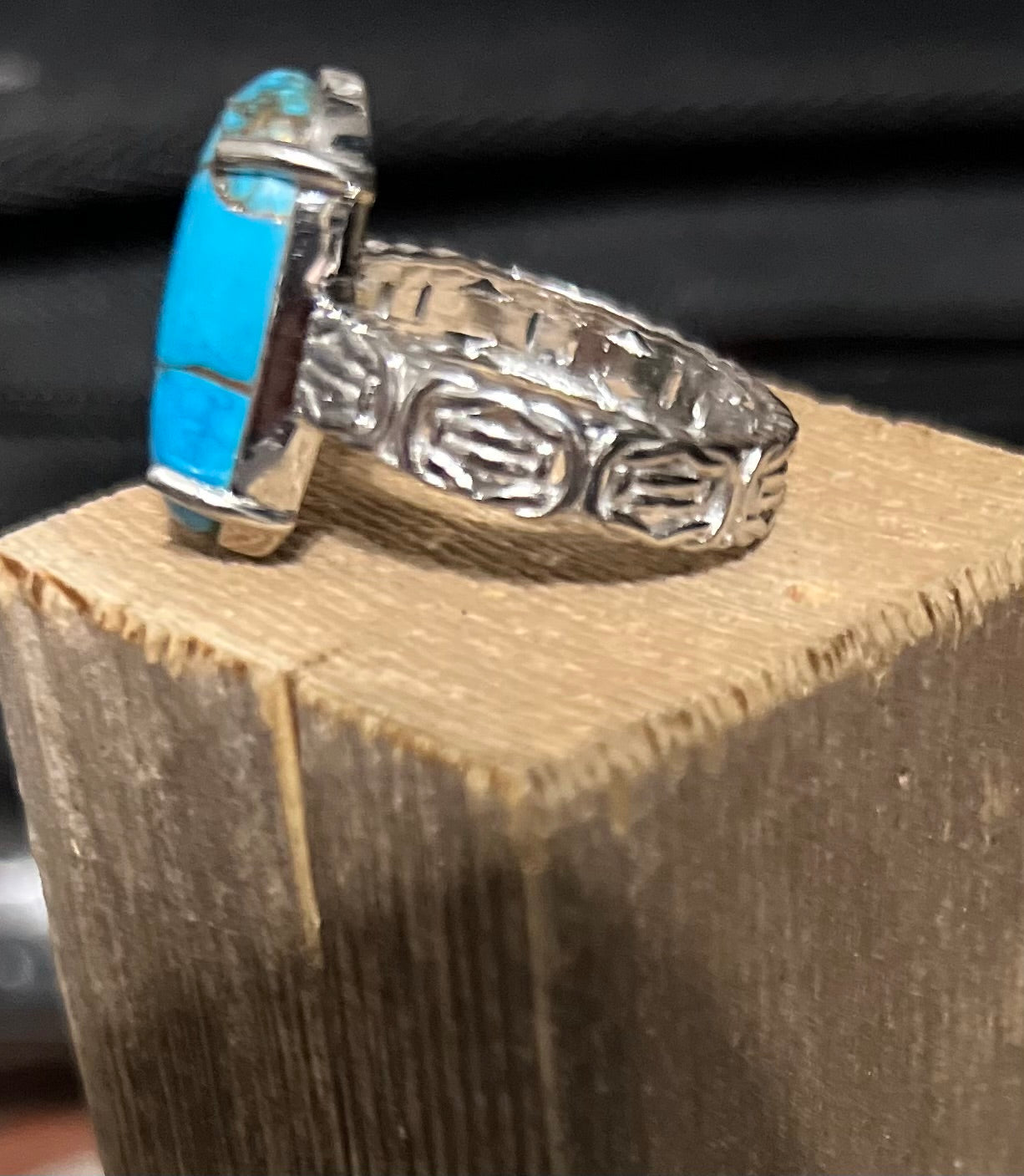 Genuine Turquoise Oval Ring Size 9 - Non Native Cedar Hill Country Market