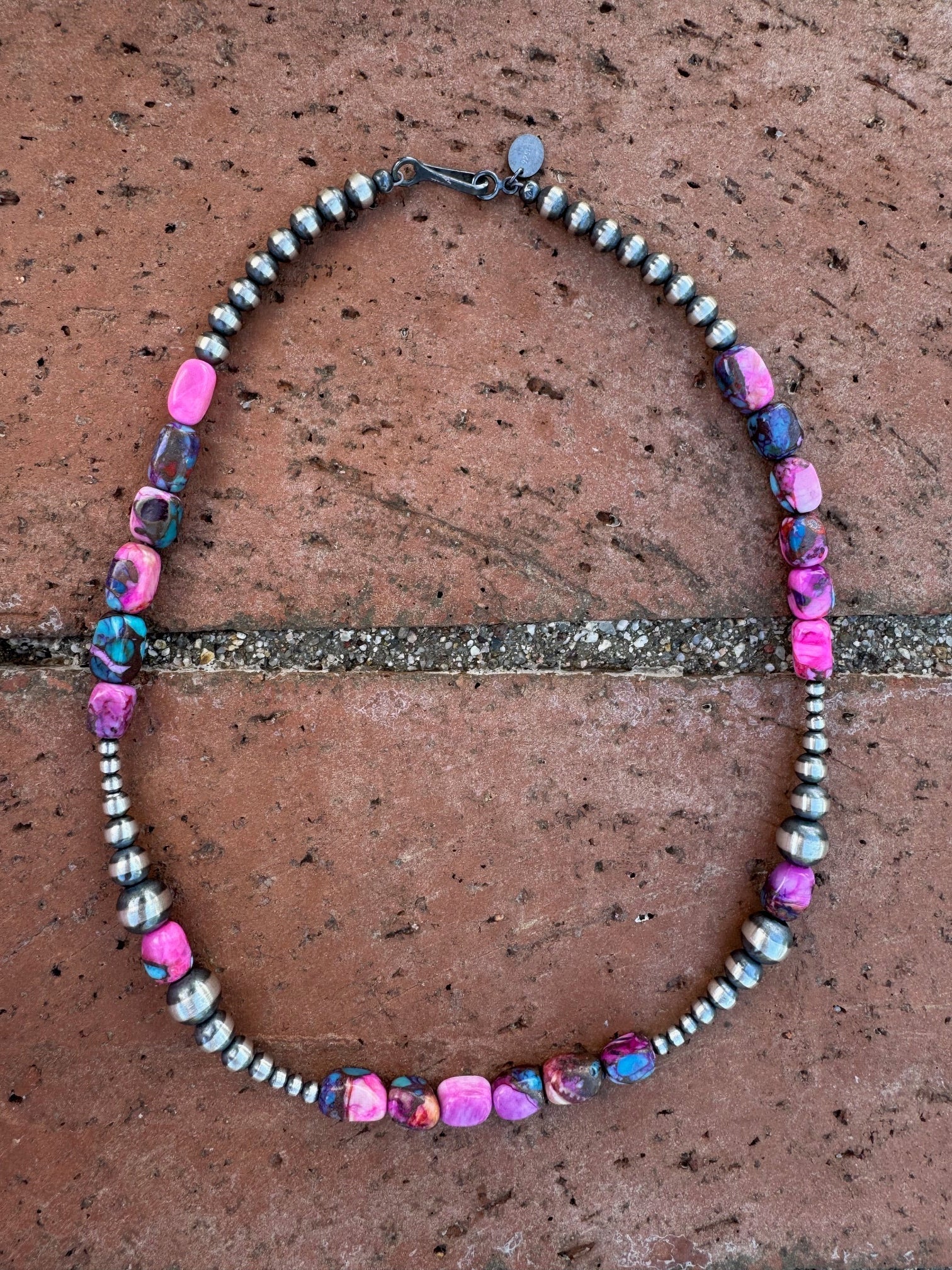 Handcrafted Sterling Silver & Pink Dream 3-8mm Beaded Necklace Nizhoni Traders LLC