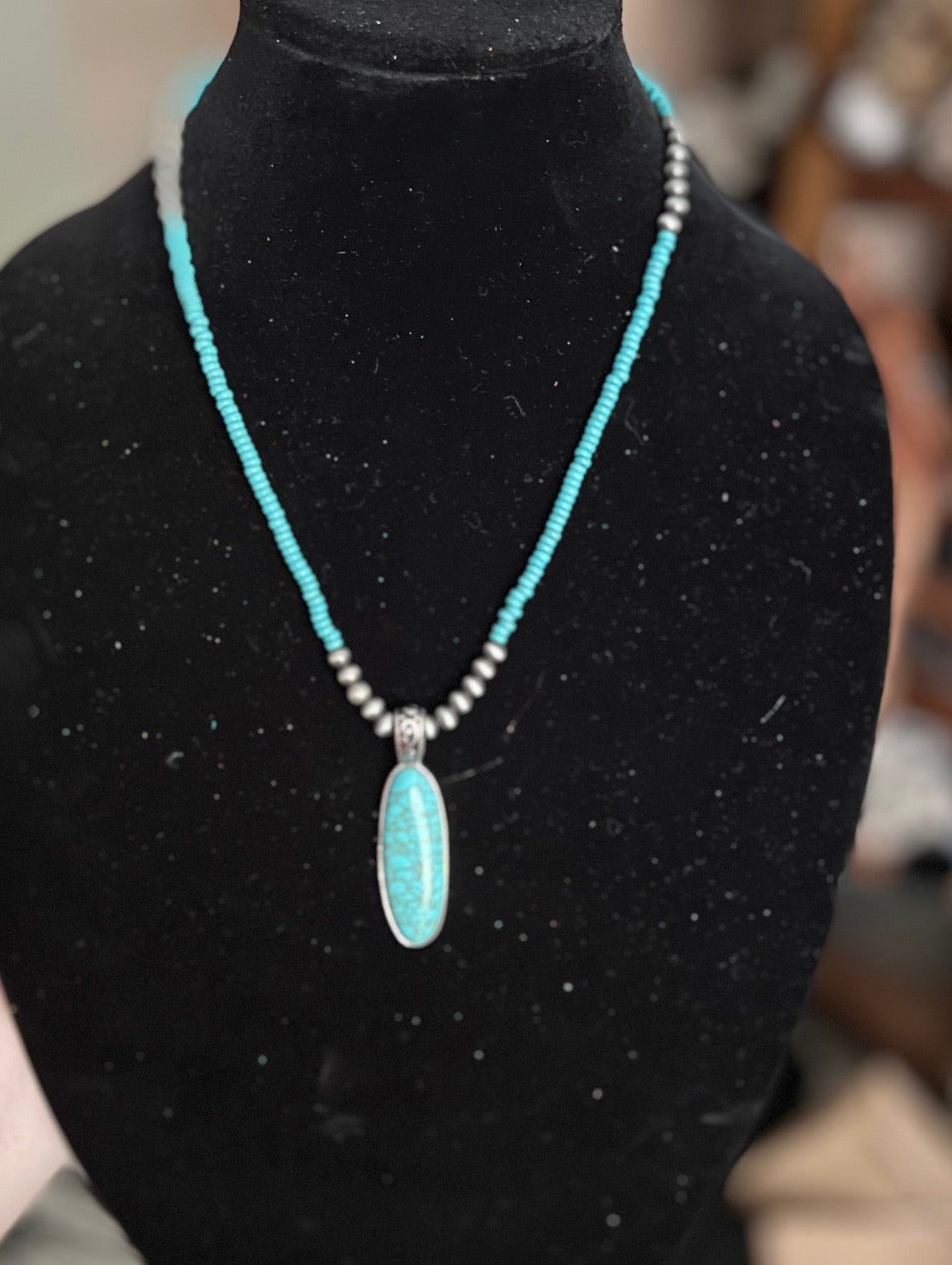 Native Inspired Beaded Oval Pendant Necklace - Multi Cedar Hill Country Market