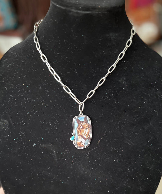Western Horse Portrait Necklace Cedar Hill Country Market