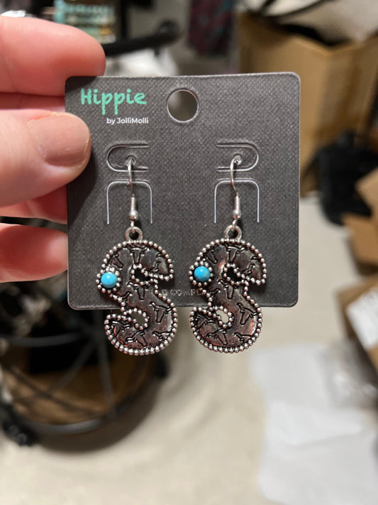 Silver Turquoise Letter / Initial Earrings Cedar Hill Country Market