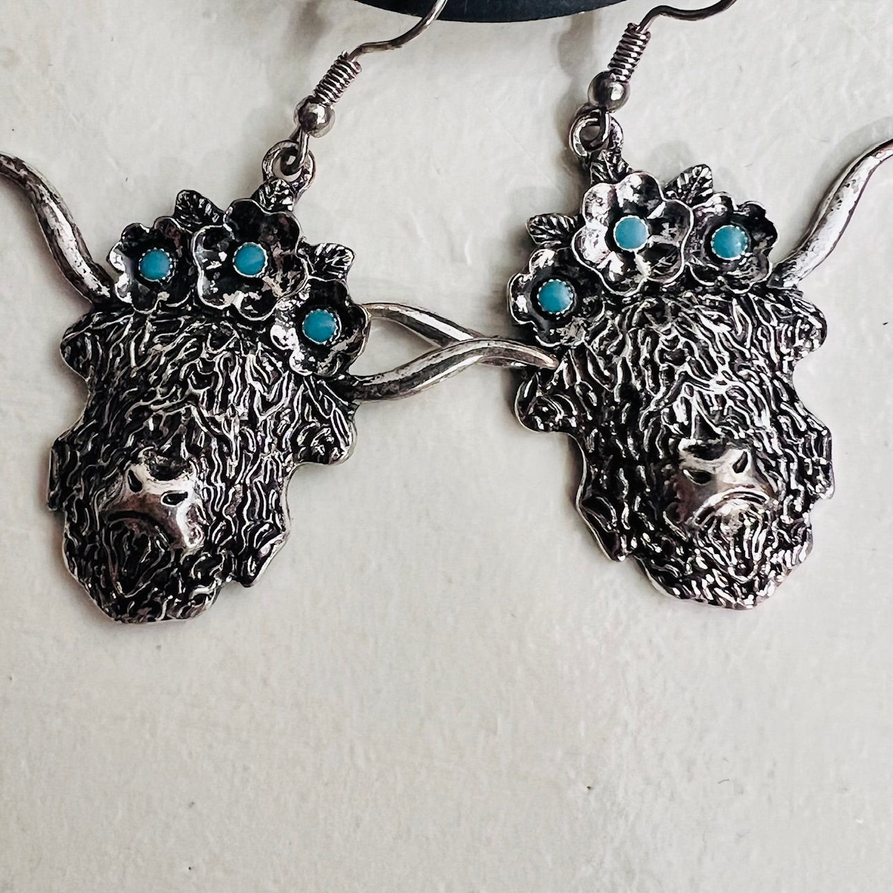 Fashion Buffalo Silver and Turquoise Earrings Cedar Hill Country Market