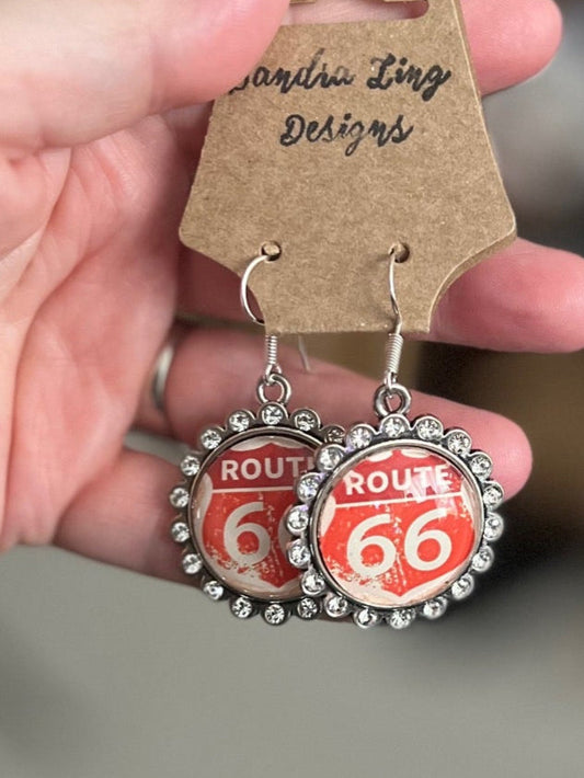 Western Inspired Route 66 Sandra Ling Earrings - Multi Cedar Hill Country Market