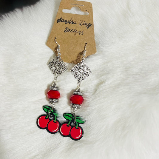 Silver Fashion Cherry Dangle Earrings Cedar Hill Country Market