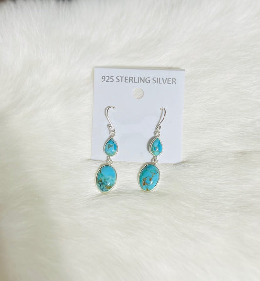 Genuine Turquoise Sterling Silver Earrings Cedar Hill Country Market
