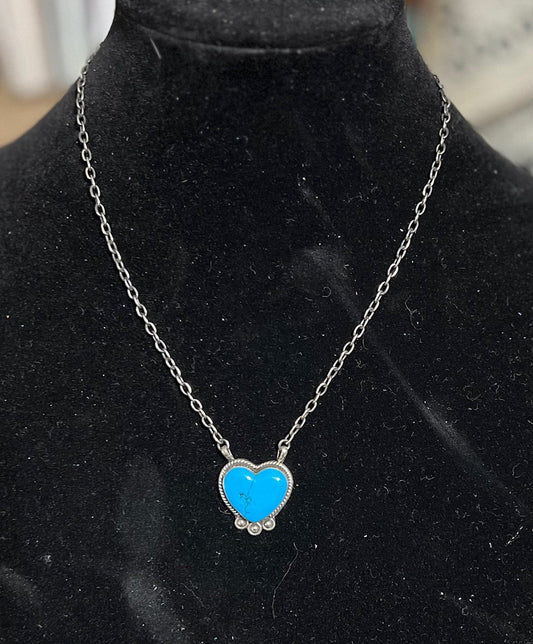 Turquoise Heart Pendant - 18 inch Cedar Hill Country Market