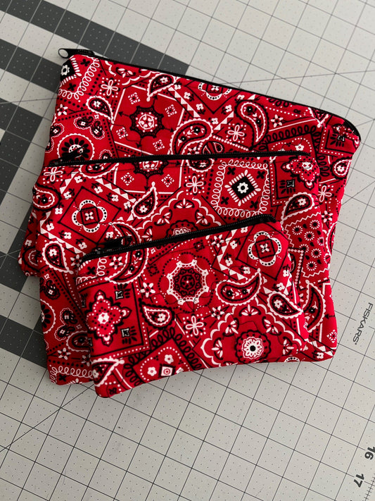 Red Bandana Zipper Make Up Bag Cedar Hill Country Market