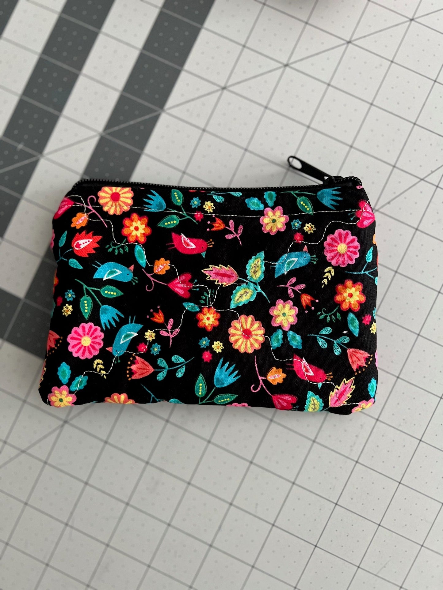 LIttle Birdie Black Floral Zipper Make Up Bag Cedar Hill Country Market