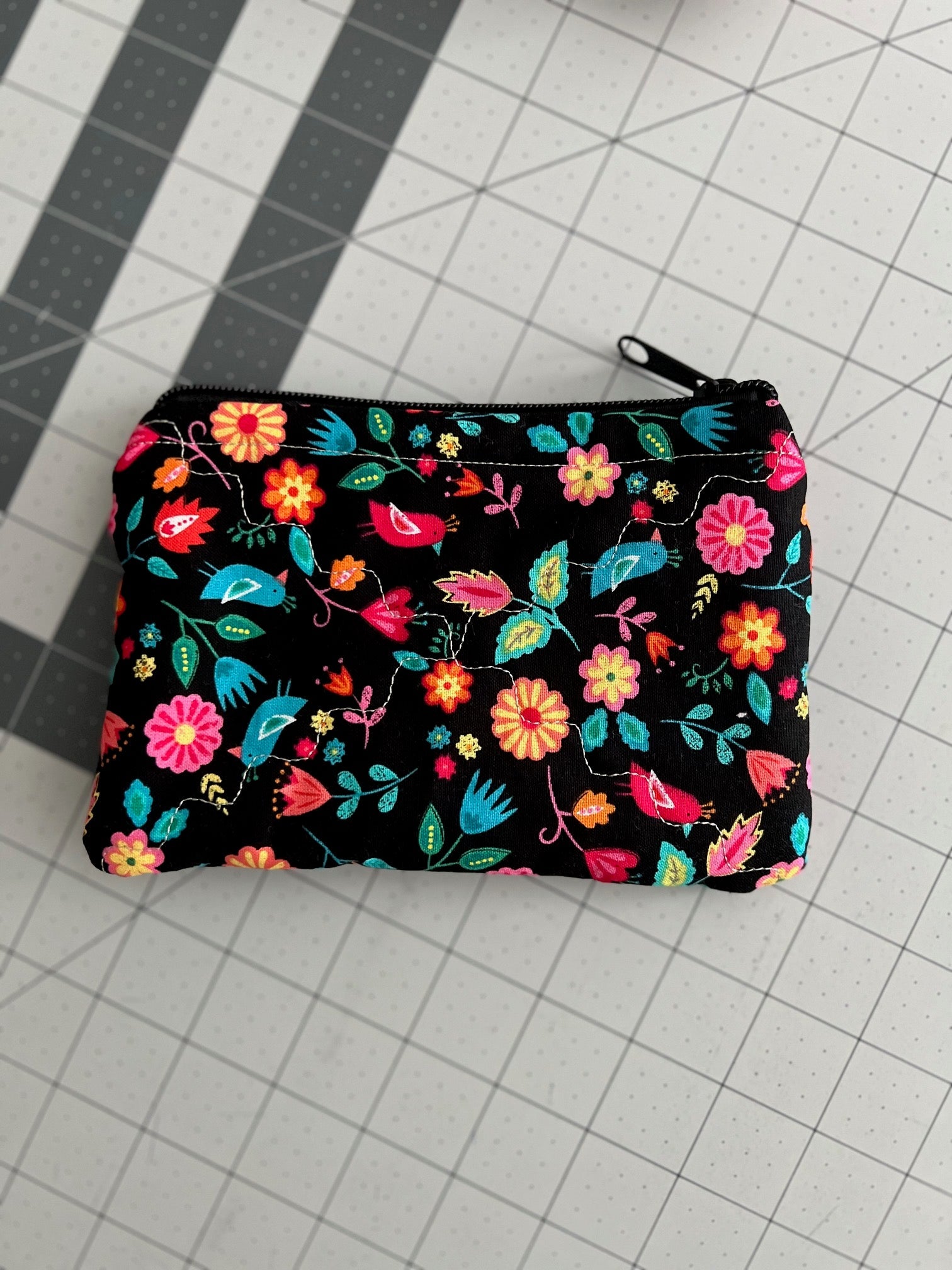 LIttle Birdie Black Floral Zipper Make Up Bag Cedar Hill Country Market