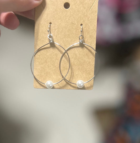 Silver Pearl Hoops Cedar Hill Country Market
