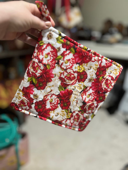 Red Poppie Pot Holders/Trivets with Loop - Multi Cedar Hill Country Market