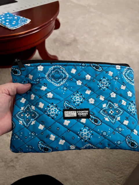 Turquoise Bandana Zipper Make Up Bag Cedar Hill Country Market