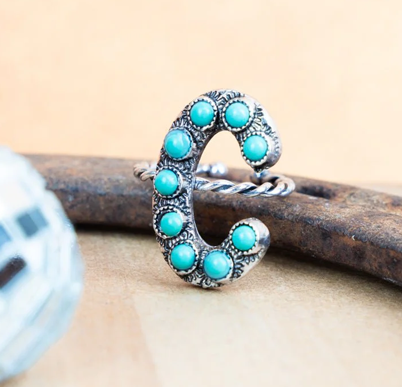 Tipi To the Letter Faux Turquoise Cuff Ring -  Variety CedarHill Country Market