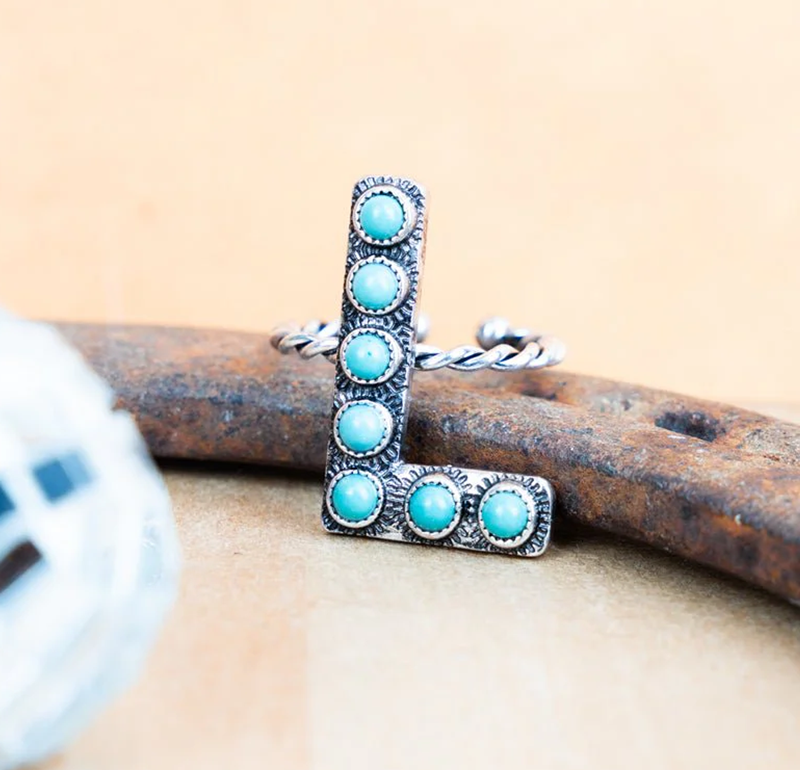 Tipi To the Letter Faux Turquoise Cuff Ring -  Variety CedarHill Country Market