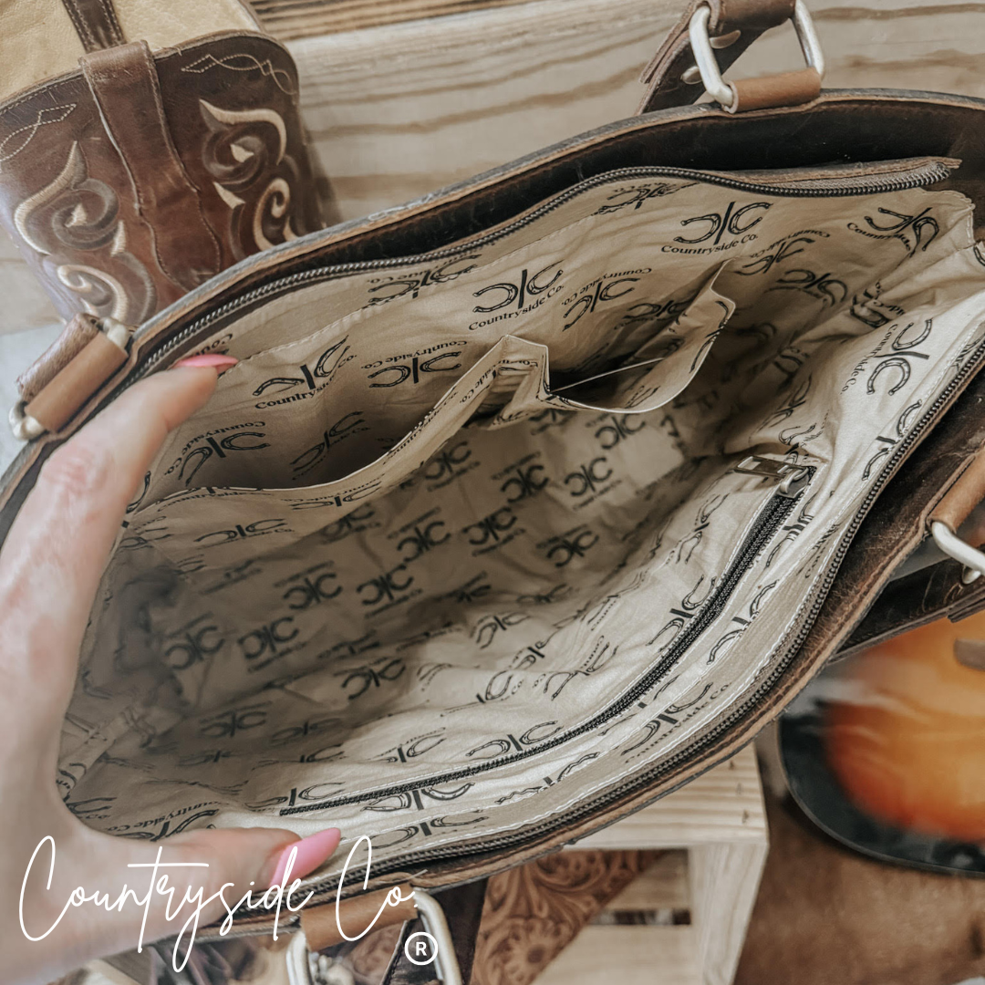 Lucille Conceal Carry Cowhide Leather Tote Purse Countryside Co.
