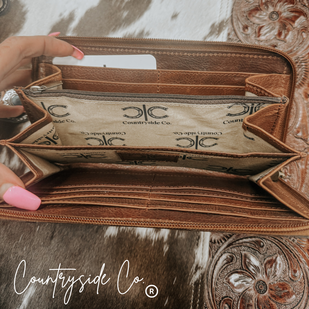 Juliet Tooled Leather Cowhide Wallet Countryside Co.