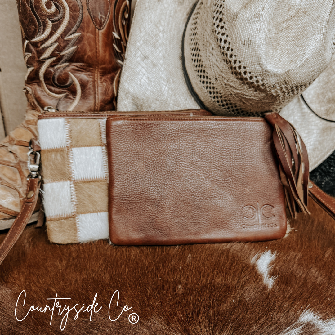 Stockdale Checkered Cowhide Wristlet Pouch Countryside Co.