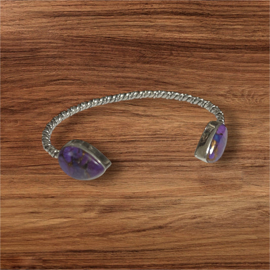 Amethyst Sterling Silver TearDrop Rope Cuff - No. 104 Cedar Hill Country Market
