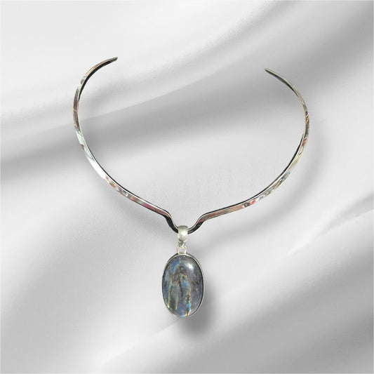Oval Labradorite Sterling Silver Pendant  - No. 107 Cedar Hill Country Market