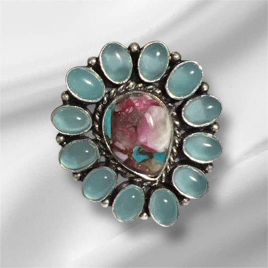 Spiny and Opal Teardrop Sterling Silver Ring - Size 9 No. 112 Cedar Hill Country Market