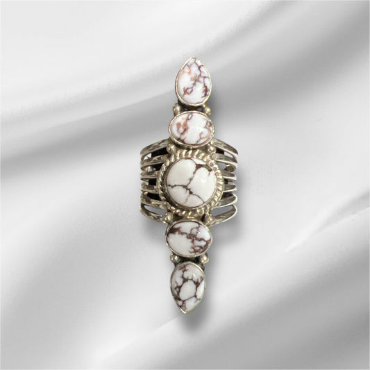 Wild Horse 5 Stone Bar Sterling Silver Ring - Size 9 N. 117 Cedar Hill Country Market